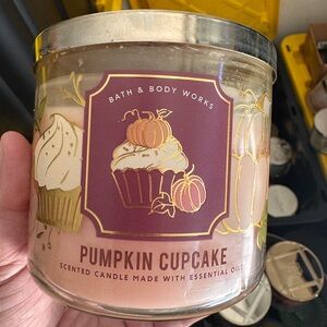 Bath & Body Works Pumpkin Cupcake Scented Candle - Pink & Gold Label